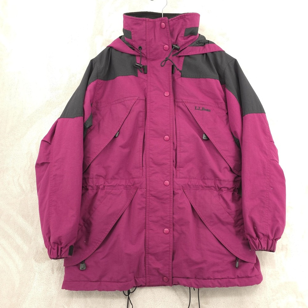 VINTAGE LL Bean Jacket Womens L Purple Hooded Thinsulate Ski‎ Parka Winter Coat